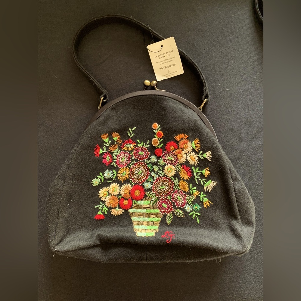 Lulu Guinness embroidered wool tote bag